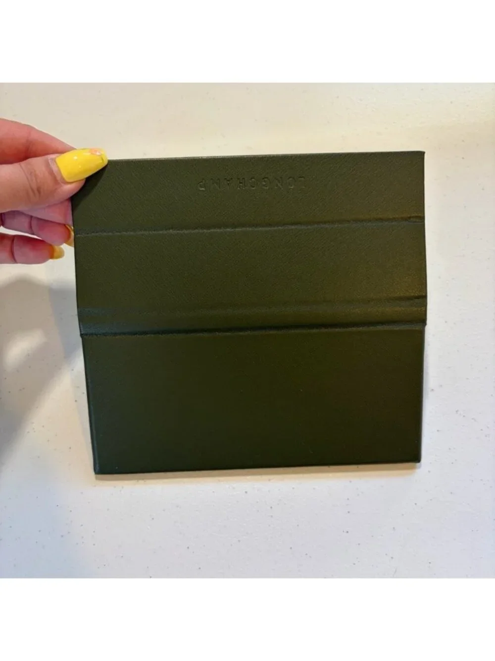 Longchamp Semi-Hard Shell Folding Eyeglasses Glasses Case Olive Green Designer